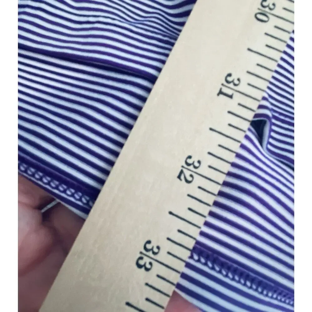 RLX RALPH LAUREN Golf Polo Shirt Mens Size Medium Purple White Striped M Preppy
